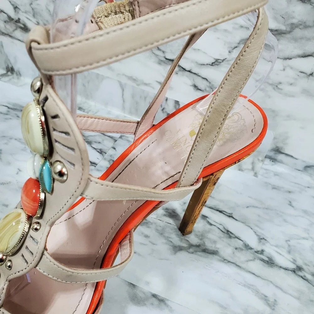 Vince Camuto Sandals Women's 8.5 M Multicolor High‎ Stiletto Heels Jewels Gems